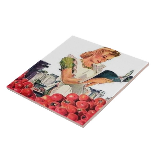 retro vintage kitchen lady  tile (Side)