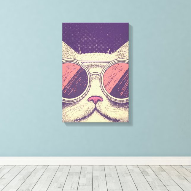 Retro Vintage Kitty Canvas Print (Insitu(Wood Floor))