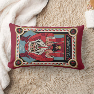 Retro Vintage Krampus & the Old, Dark Christmas Lumbar Pillow