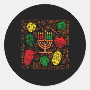 Retro Vintage Kwanzaa Heritage African Masks Kinar Classic Round Sticker