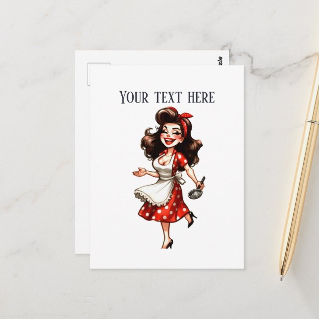 retro vintage lady add text  postcard (Front/Back In Situ)