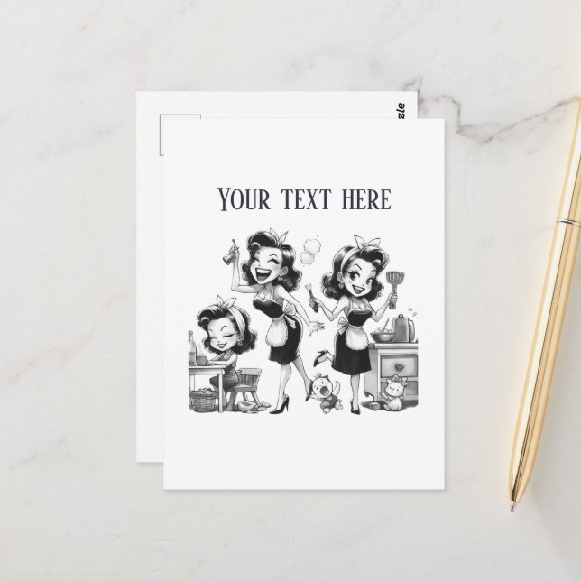 retro vintage lady add text  postcard (Front/Back In Situ)