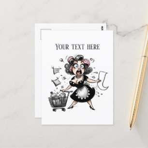 retro vintage lady add text postcard