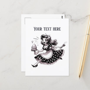 retro vintage lady add text postcard