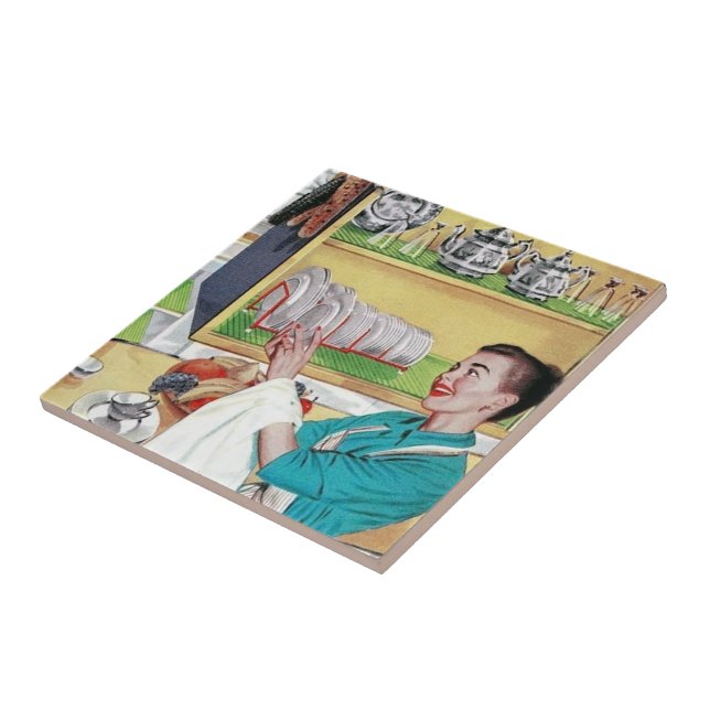 retro vintage lady kitchen tile (Side)