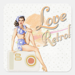 Retro Vintage Lady  Stickers