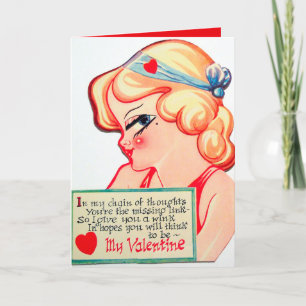 retro vintage lady Valentine Holiday Card