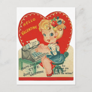 Retro Vintage Lady Valentine Holiday Postcard