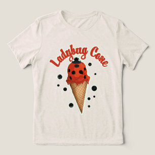 Retro Vintage Ladybug Whimsical Ice Cream Art Tri-Blend Shirt