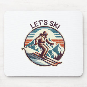 Retro Vintage Let's Ski Resort Winter Skiing  Mouse Pad