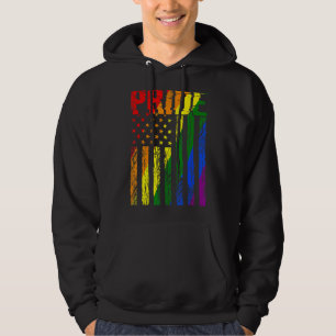 Retro Vintage Lgbt Pride American Flag Lesbian Gay Hoodie