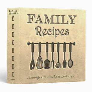 Retro Vintage Linen Gold Family Recipe Cookbook Binder