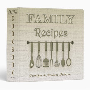 Retro Vintage Linen Look Family Recipe Cookbook Binder