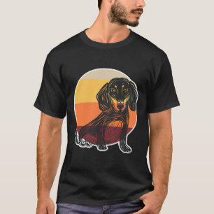Retro Vintage Linocut Dachshund T-Shirt