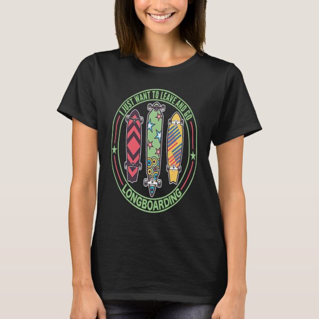 Retro Vintage Longboard Skateboard Funny Longboard T-Shirt (Front)