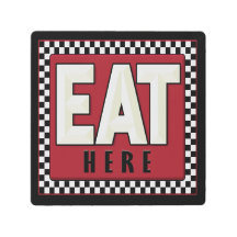 Retro - Vintage MANGER ICI Signal Metal Art