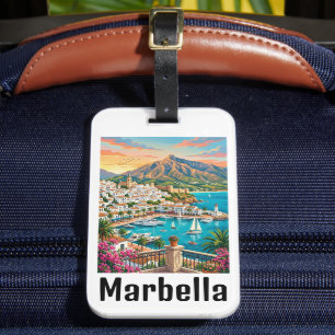 Retro Vintage Marbella Spain Costa del Sol Luggage Tag