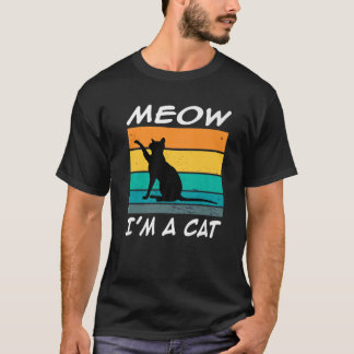 Retro Vintage Meow I'm A Cat Funny Cat Costume T-Shirt