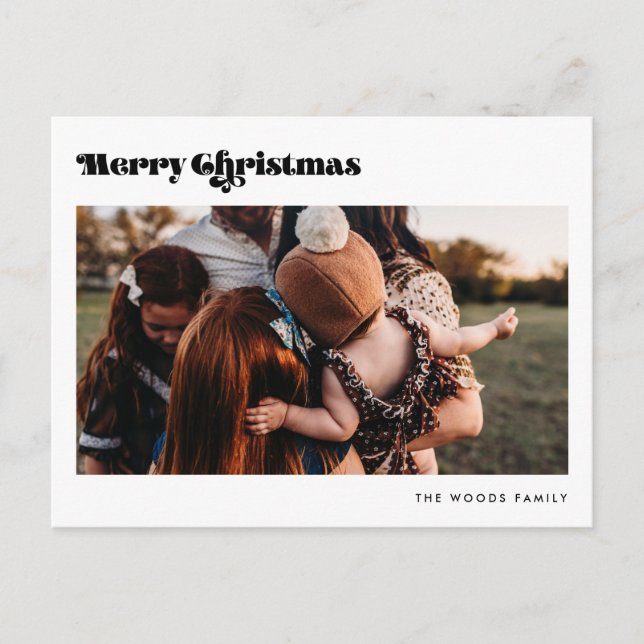 Retro Vintage Merry Christmas 2 Photo Holiday Postcard (Front)