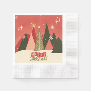 Retro/Vintage Merry Christmas tree Napkin