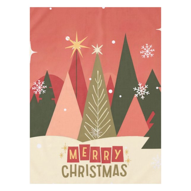 Retro/Vintage Merry Christmas tree Tablecloth (Front)