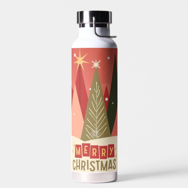 Retro/Vintage Merry Christmas tree Water Bottle (Left)