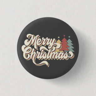 Retro Vintage Merry Christmas Typography 1 Inch Round Button