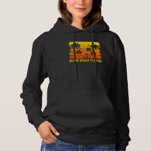 Retro Vintage Miami Beach Florida Fan Summer Vaca Hoodie