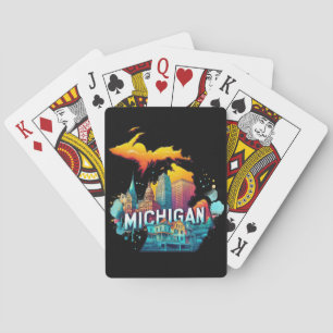 Retro Vintage Michigan State Map Playing Cards