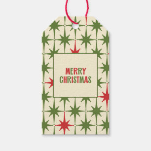 Retro Vintage Mid-Century Merry Christmas Stars Gift Tags