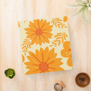 Retro Vintage Mid Century Orange Flower Pattern Binder