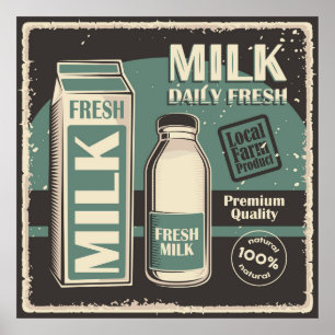retro vintage milk business poster