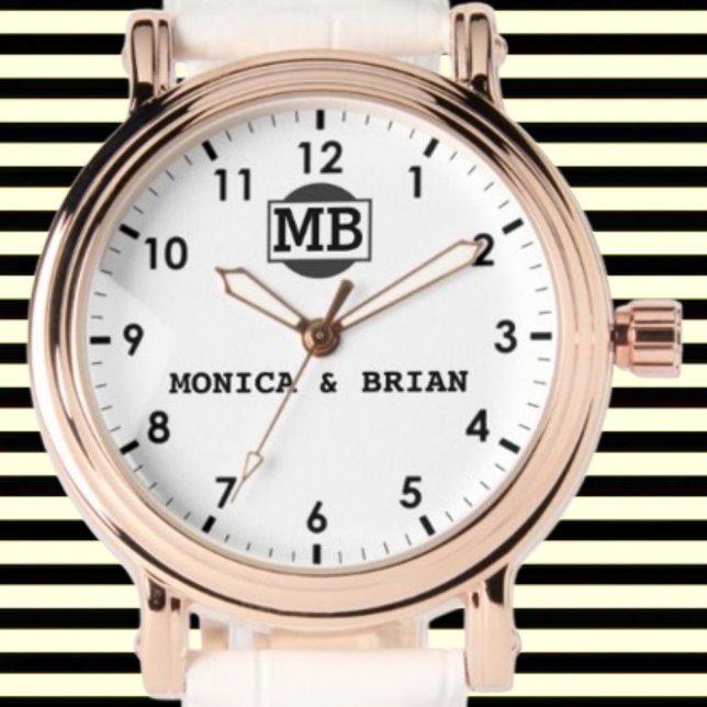 Retro Vintage minimal simple Monogram couple Watch (Creator Uploaded)