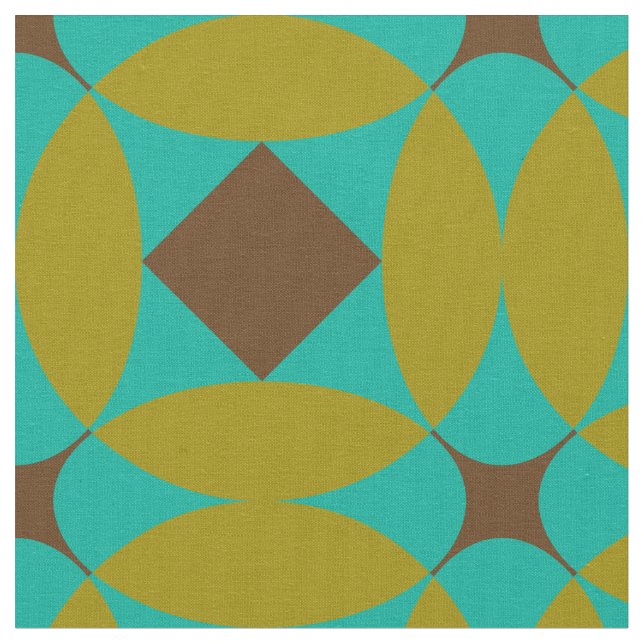 Retro Vintage Mod Geometric Pattern Fabric (Close Up)