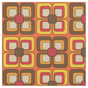 Retro Vintage Mod Orange Pattern Fabric