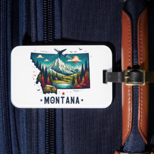 Retro Vintage Montana State Map Luggage Tag