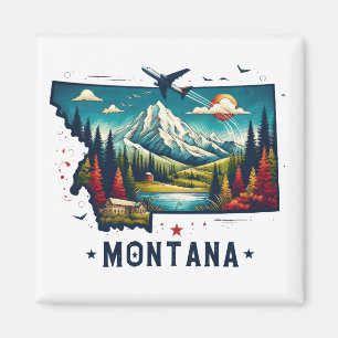 Retro Vintage Montana State Map Magnet