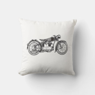 Retro Vintage Motorcycle _ I Love My Motorcycle Throw Pillow