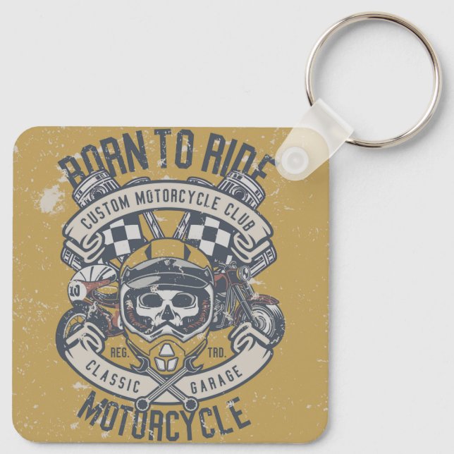 Retro Vintage Motorcyle Keychain (Back)