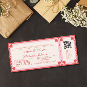 Retro Vintage Movie Ticket with RSVP QR Code Invitation