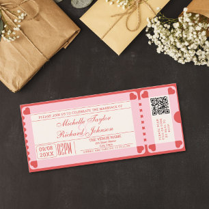Retro Vintage Movie Ticket with RSVP QR Code Invitation