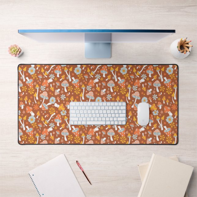 Retro Vintage Mushroom Flower Pattern Desk Mat (Office 1)