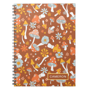 Retro Vintage Mushroom Flower Pattern Notebook