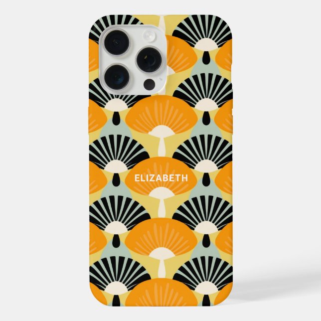 Retro Vintage Mustard Black Pattern Personalized iPhone Case (Back)