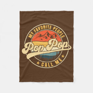 Retro Vintage My Favorite People Call Me Pop Pop Fleece Blanket