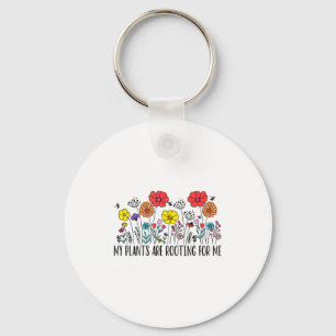 Retro Vintage My Plants Are Rooting For Me Plant L Keychain