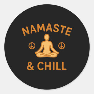 Retro Vintage Namaste And Chill Meditation And Yog Classic Round Sticker