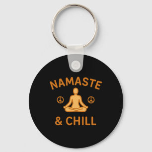 Retro Vintage Namaste And Chill Meditation And Yog Keychain