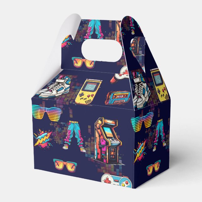Retro Vintage Neon 80's Pattern Favor Box (Front Side)