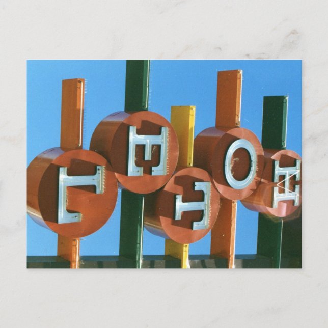 Retro Vintage Neon Hotel/Motel Sign Postcard (Front)